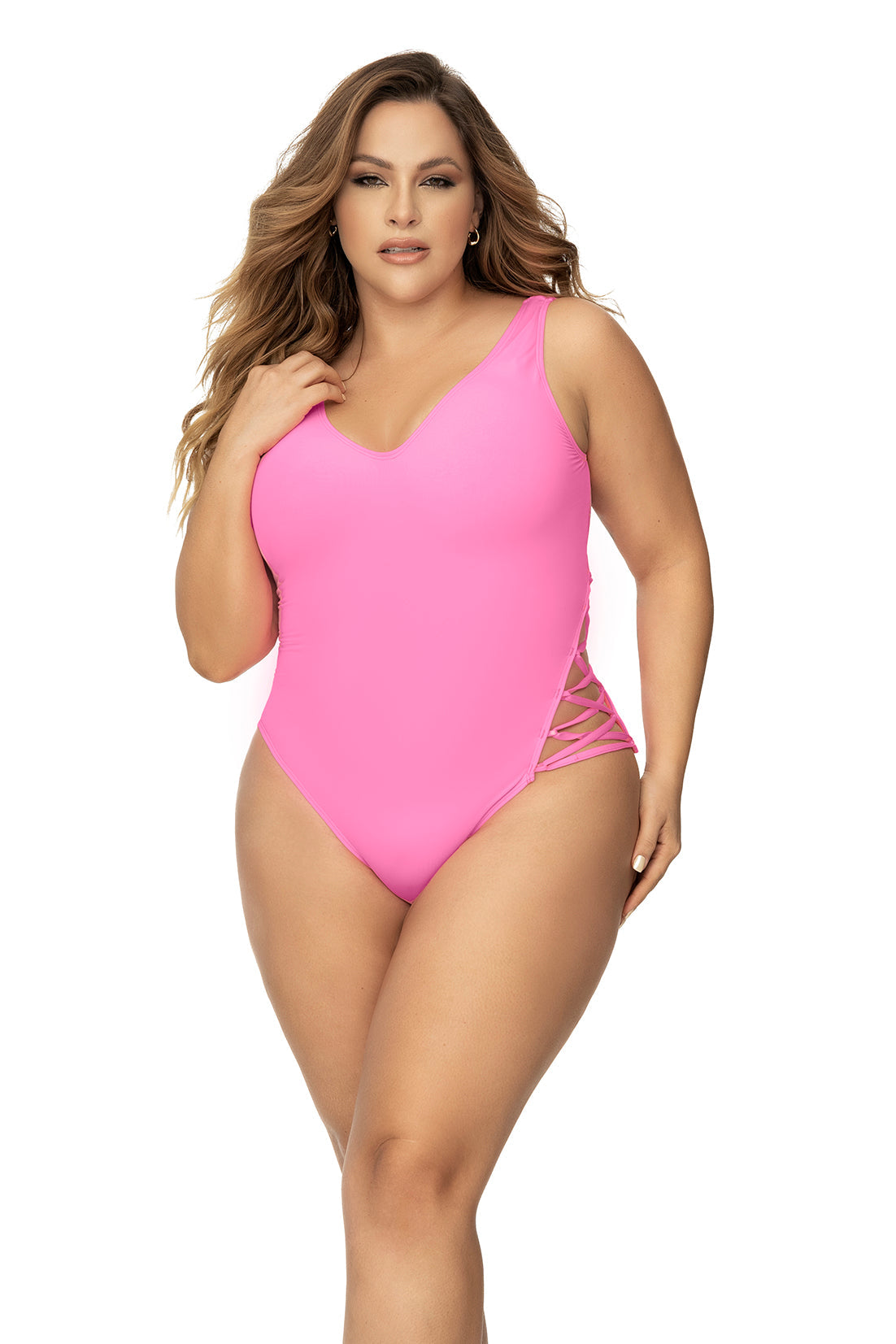 Beverly Hills Lace Up One Piece Plus