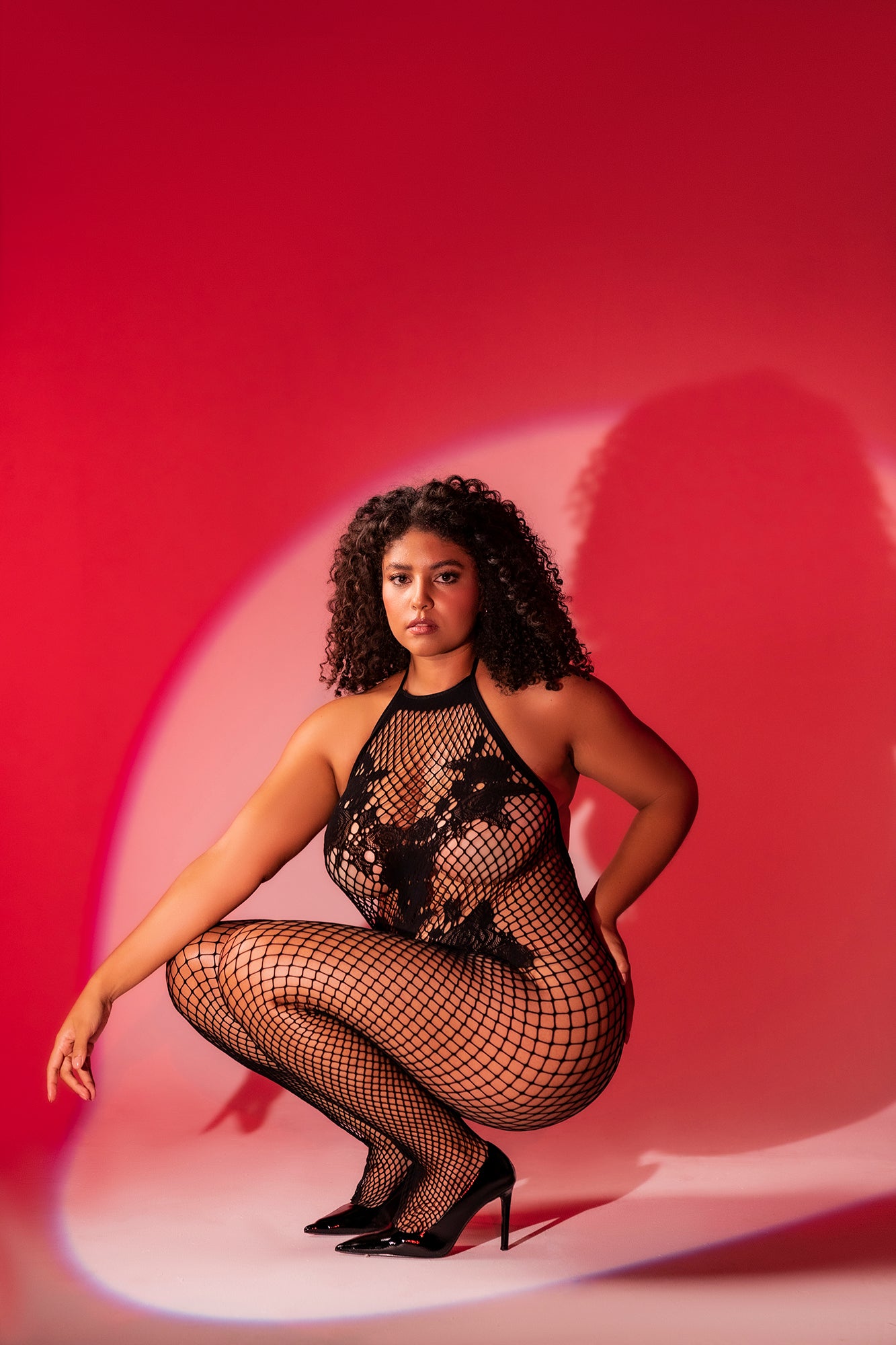 UK 12-36 Full Bodystocking Lingerie – Fishnet Sleeve, Plus Size, BBW, 4 Colors, Princess Lace