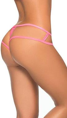 Cage panty, moderate coverage, thong panty, Mapale sexy lingerie, underwear, wet-look, pink panty.