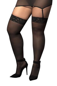 Plus Mesh and Lace Thigh-Highs
