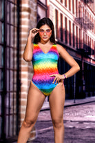 Bodysuit rainbow, print, adjustable straps, medium coverage, adjustable crotch closure, Mapale sexy lingerie.