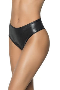 Hight waist panty, Mapale lingerie, faux leather, sexy lingerie, black panty.