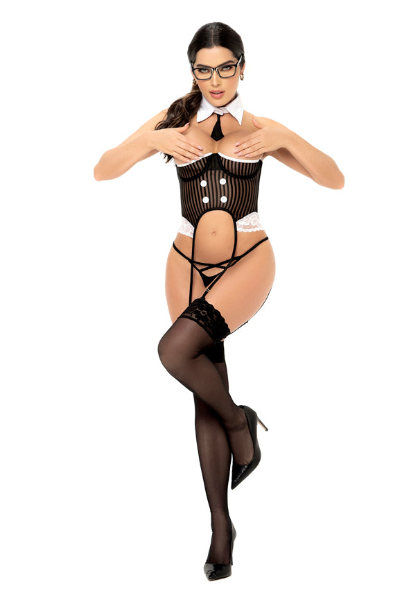 Underwire support, three piece set with accessories, sexy ceo costume, Mapale lingerie, Valentine's day costume.